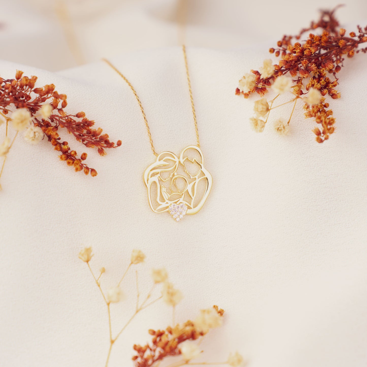 Solid Gold Family Necklace