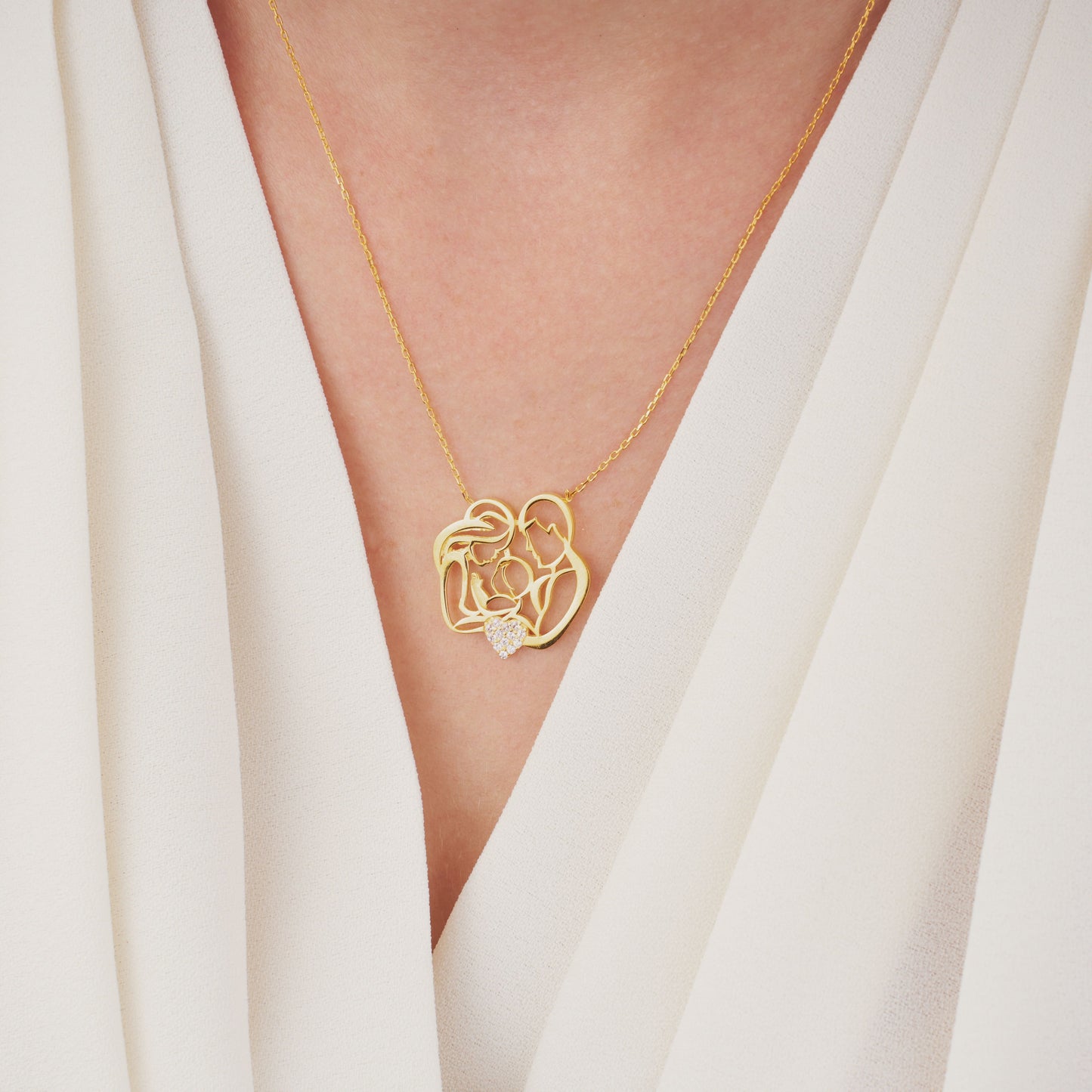 Solid Gold Family Necklace
